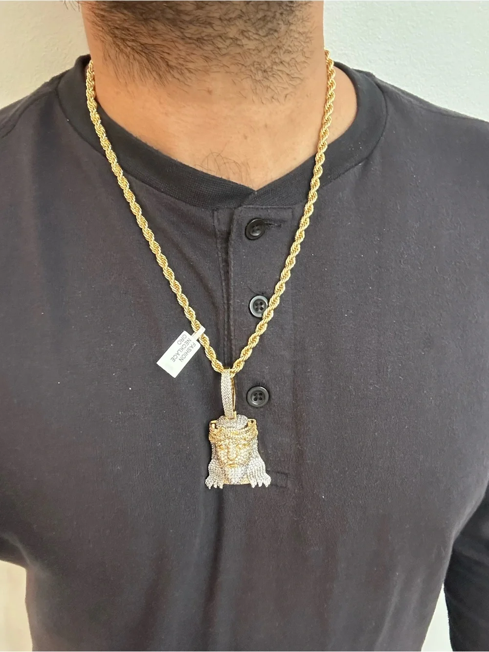 New Gold plated Jesus Head Pendant charm with new gold plated necklace chain